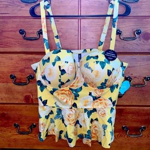 Yellow Floral Swimsuit Top Torrid Size 2
